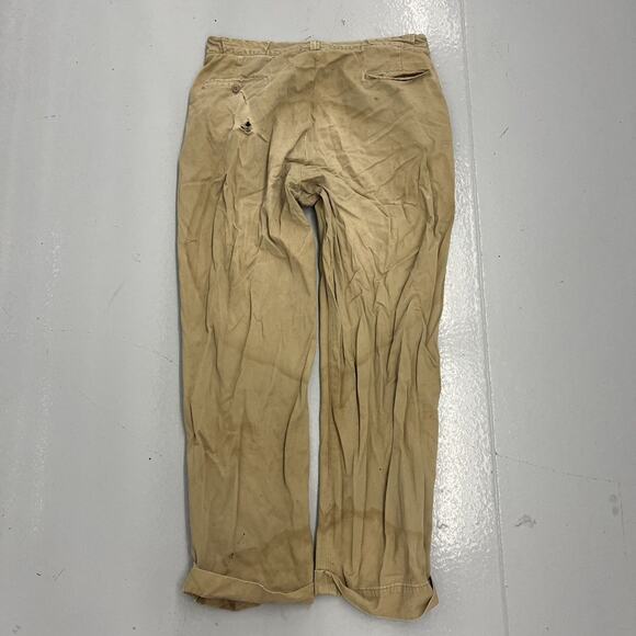 Vintage 50s Tan Sanforized Sail Cloth Workwear Chinos 36x31 - Picture 3 of 5